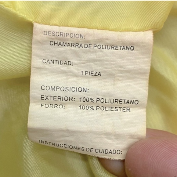 Vintage Roosevelt American College Dyed Yellow Distressed Faux Leather Jacket M - Picture 13 of 16